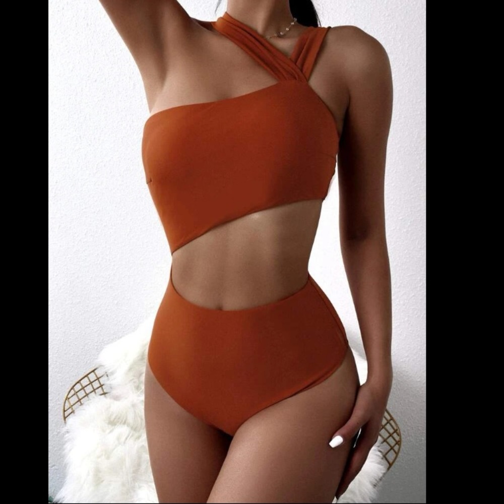 Cut-out waist one piece swimsuit - orange